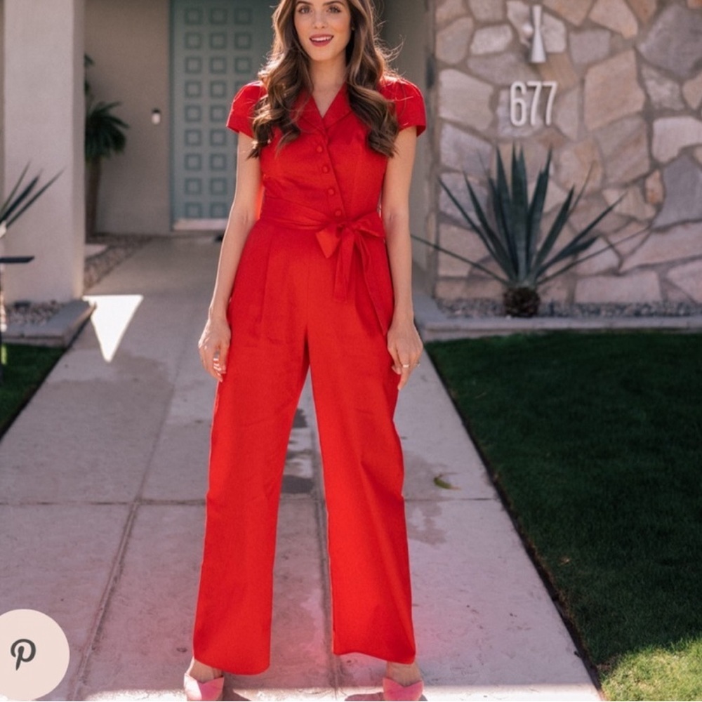 NWT Gal Meets Glam Red Jumpsuit Size 4